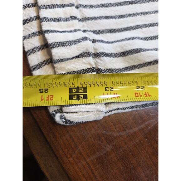 Old Navy Linen Blend Pants Womens Large White Blue Striped Tapered Ankle Pull On - Picture 2 of 7